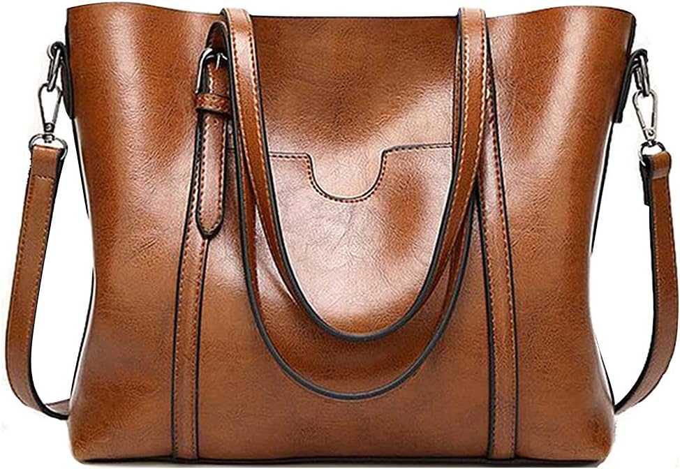 Fashion Womens Soft PU Leather Handbags Large Capacity Casual Top Handle Satchel Shoulder with Zipper for Ladies