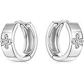 PROSTORY Clover Moissanite Hoop Earrings for Women, D Color VVS1 Clarity 925 Sterling Silver 18K Gold Plated Earrings for Birthday Wedding Holiday Jewelry Gifts