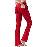 nuveti Women's High Waisted Boot Cut Yoga Pants 4 Pockets Workout Pants Tummy Control Women Bootleg Work Pants Dress Pants
