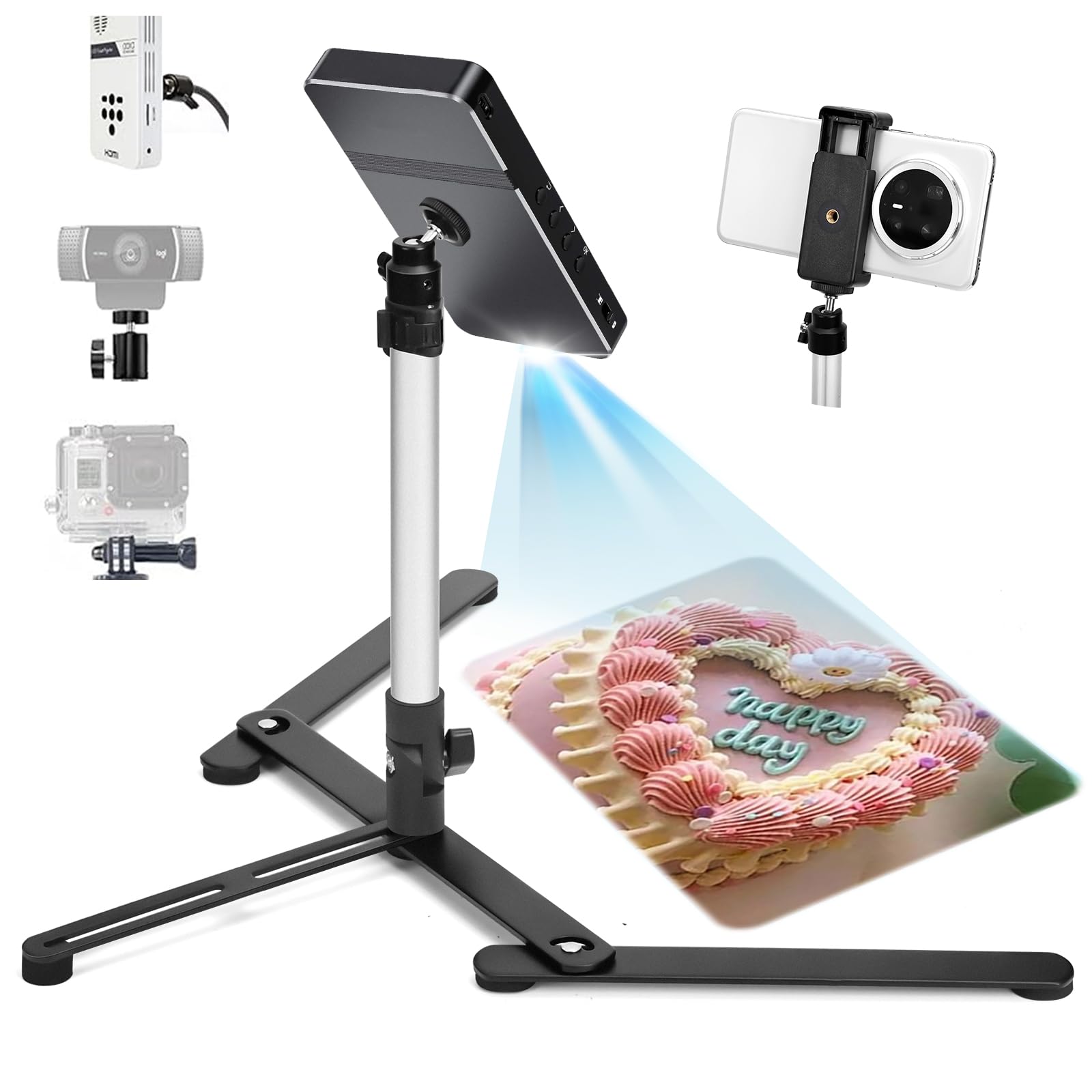 Photo 1 of *UNTESTED*
YIFMEIG Overhead Tripod for Mini Projector - Phone Holder,Camera Stand,Webcam,Stronger Support with Clip for Cookie Decorating,eaching Online Live Streaming and Showing 360° Rotation