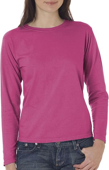 Comfort Colors Women's Garment-Dyed Long Sleeve T-Shirt, 2XL, Raspberry at Amazon Womenâs 
