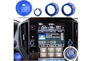 HDUFC 5pcs for Subaru Crosstrek/Impreza 2024 2025, Forester 2025, Legacy Outback 2020-2025, WRX, Ascent Volume Adjustment Knob, Mirror Knob Cover, Start Button Cover/Ring (Blue)