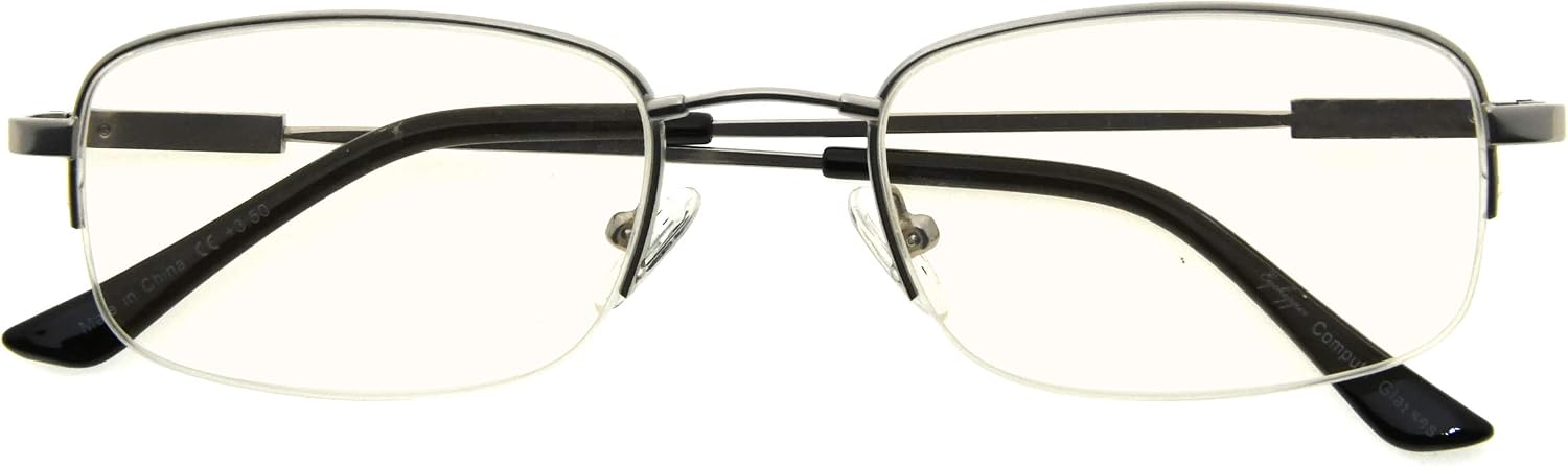Bendable Memory Titanium,Blue Light Blocking,Half-Rim Computer Reading Glasses(Silver) +0.75, Cg1704-silver