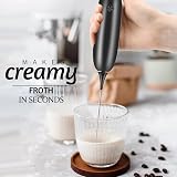 KOOSREEL Milk Frother Handheld Battery Powered Milk Frother Whisk Black view 2