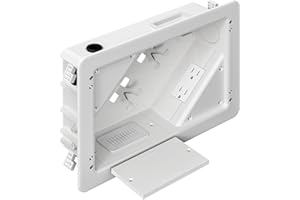 DREMICA in-Wall TV Box with Flange for Home Theater Installation, Cord Hider for Wall Mounted TV, with 2 Duplex Outlets, Cable Bracket, LV Cable & 1-1/2" ENT Entrance, Ideal for New or Retrofit Job