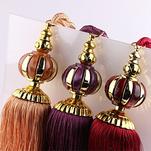 BERTERI 1 Pair Window Curtain Tassel Tiebacks, Elegant Black Curtains Hanging Ball Holdback Living Room Supplies Window Treatment Accessories