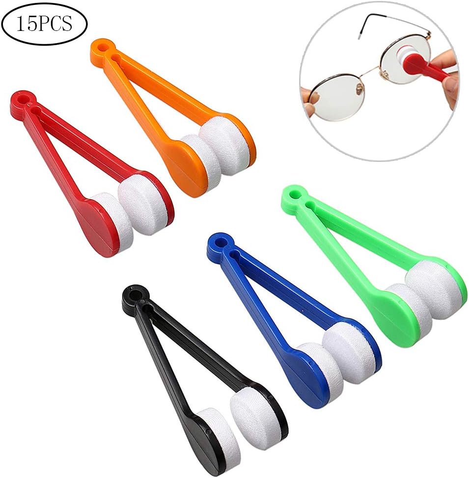 HSAN 15 Pcs Sun Glasses Cleaner,Mini Eyeglass Cleaner Microfiber Spectacles Cleaner Sun Glasses Bursh Soft Brush Cleaning Tool for Eyeglass