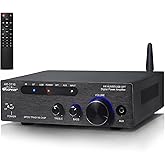 Woopker AK3116 Stereo Receivers Amplifier Home Audio, Bluetooth 5.3 Dual TPA3116 Chips Stereo Amplifier 2 Channel 100W x2 Mini Class D Integrated Bluetooth Audio Receiver w/USB AUX Opt Input