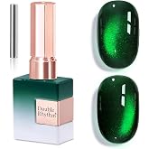 Double Rhythm 0.5 Oz Cat Eye Gel Polish with Magnet Same Color Same Bottle Holographic Glitter Shimmer Translucent Color Salo