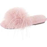 Fur Story Women's Furry Slippers Open Toe Fuzzy Slippers Memory Foam Fluffy House Sandal