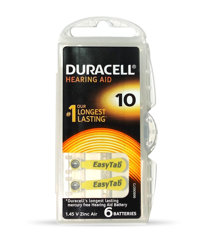 Duracell Easytab Hearing Aid Batteries Size 10, Pack of 30 (6 x 5), 1.