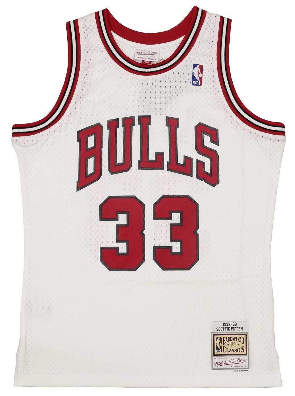 Mitchell & Ness Men's Chicago Bulls Blouse, S. Pippen #33, White, S
