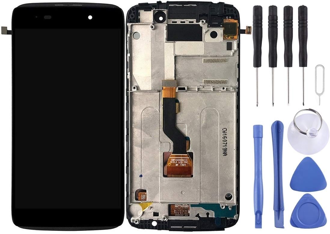 XCVBN Replacement Display Touch Screen Repair for Alcatel One Touch Idol 3 4.7 LTE / 6039 LCD Screen and Digitizer Full Assembly with Frame(Black) Screen Assembly Kits + Whole set Replacement Tools