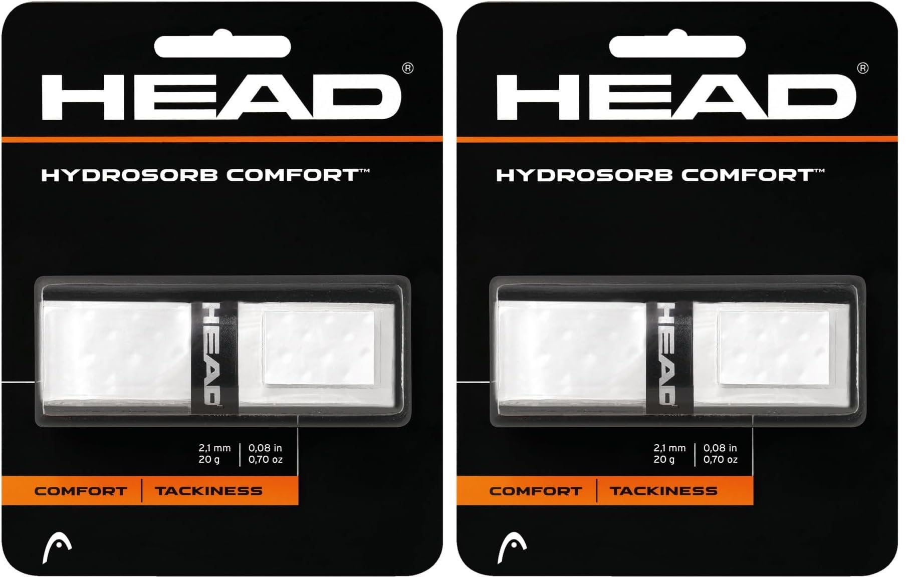 HEAD Unisex's Hydrosorb Comfort Grip-Multi-Colour/White, Onesize (Pack of 2)