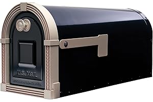 ARCHITECTURAL MAILBOXES Brunswick Large, Steel, Post Mount Mailbox, Black with Brushed Nickel
