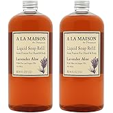 A LA MAISON Lavender Aloe Natural Hand Wash Made with Essential Oils - Biodegradable, Plant-Based, Vegan, Cruelty-Free 33.8 Fl Oz Refill Bottles, 2 Pack