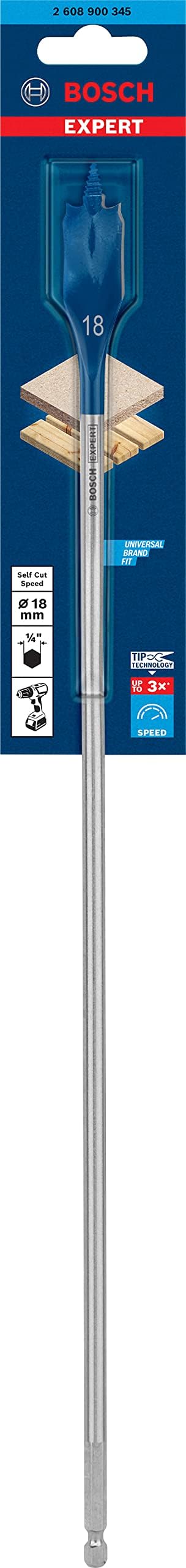 Bosch EXPERT Self Cut Speed Spade Drill Bit 18 mm Ø 400 mm Hex Shank