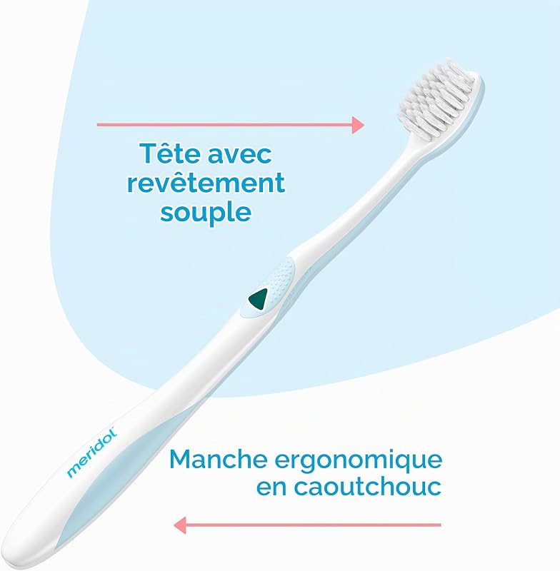 Brosse à dents Meridol Protection des gencives, avec poils doux aux extrémités microfines et filaments coniques I protège contre les irritations des gencives.
