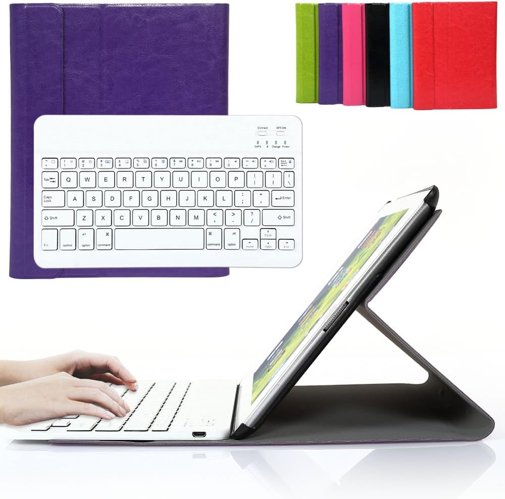 iPad 2/3/4 Keyboard Case, Ultra-Slim Removable Wireless Bluetooth Keyboard PU Folding Leather Folio Keyboard Case Cover for Apple iPad 2 3 4 Built in Stand Function-Purple
