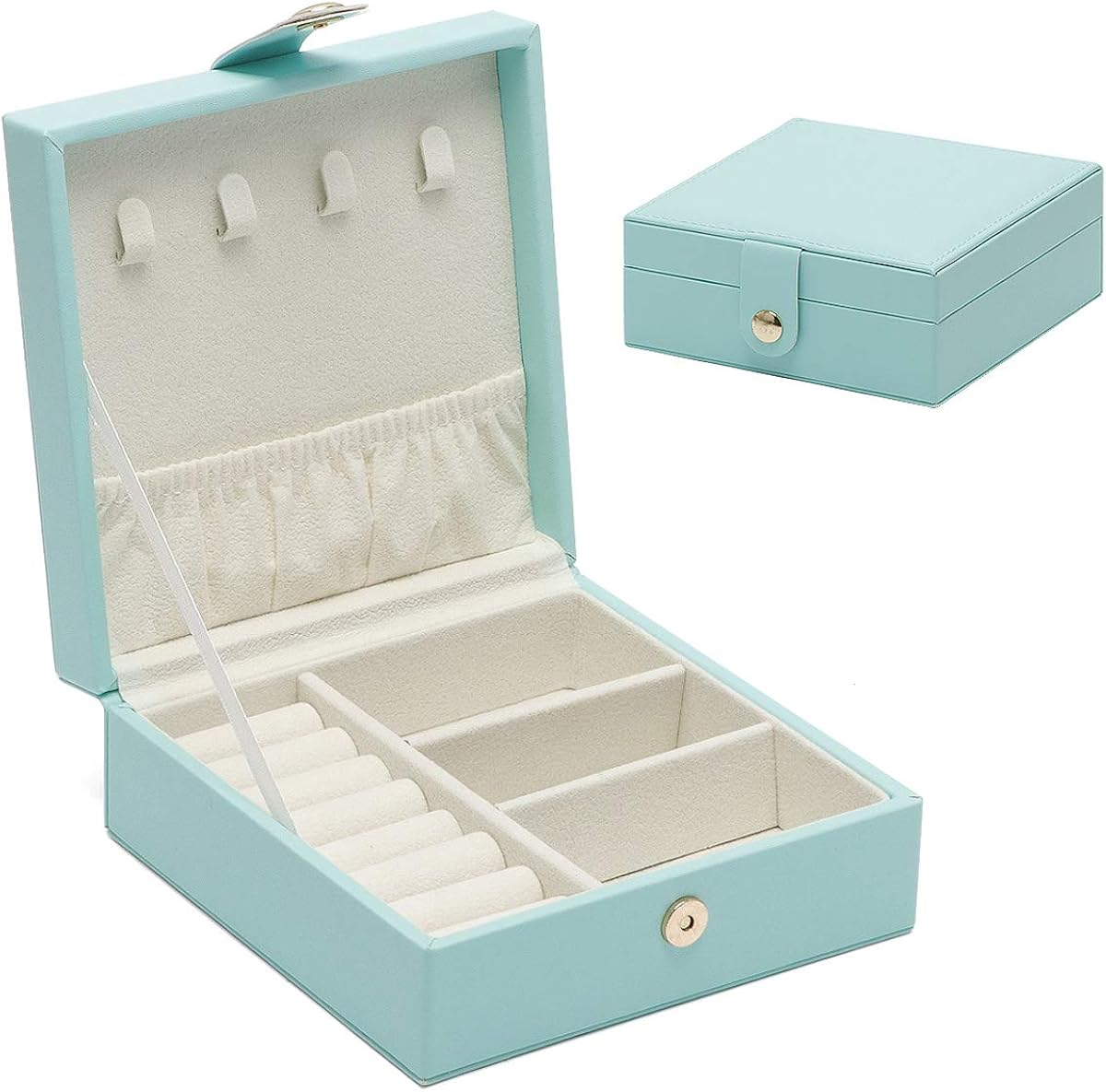 Euclidean Cube Jewellery Boxes Mini Travel PU Leather Jewellry Organizer Storage Case for Rings