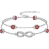 Dorunmo Anklet Bracelets for Women 925 Sterling Silver Infinity Anklets Bracelets Birthstone Jewelry Gifts for Mom Wife