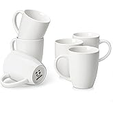 vancasso White Ceramic Coffee Mug Set of 6, 16 Oz Tea Cups with Handle for Latte, Tea, Cappuccino, Milk, Cocoa, Microwave&Dishwasher Safe