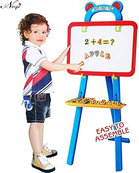 Negi 84 pcs 3-in-1 Educational Magnetic White Chalk Board Learning Easel for Kids