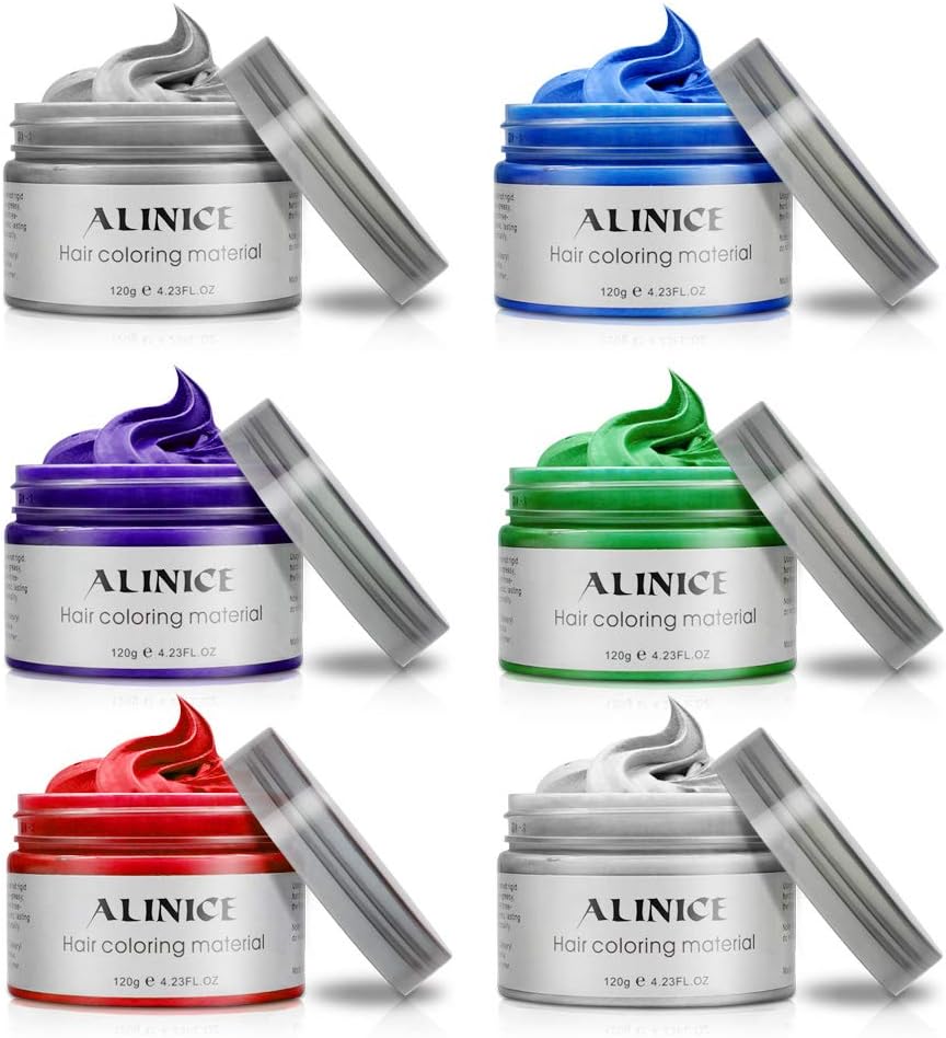 ALINICE Hair Wax Professional Hair Color Wax for Men and Women, Long-lasting Moisturizing Modelling Hair Styling Fluffy Matte Hair Paint Wax, 6Pcs