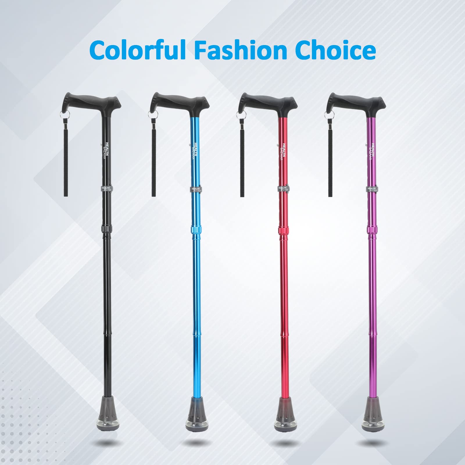 All Terrain Walking Cane for Men & Women, Lightweight, Foldable, Adjustable, Shock Absorption, Collapsible, Air Cushion Cane Tip Walking Stick for Seniors & Adults