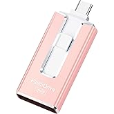 MFi Certified 256GB Flash Drive for iPhone, 3 in 1 Type-C USB Memory Stick Thumb Drive for Photos Videos, High Speed External Memory Storage Photo Stick for iPhone iPad Android PC (Rose Pink)