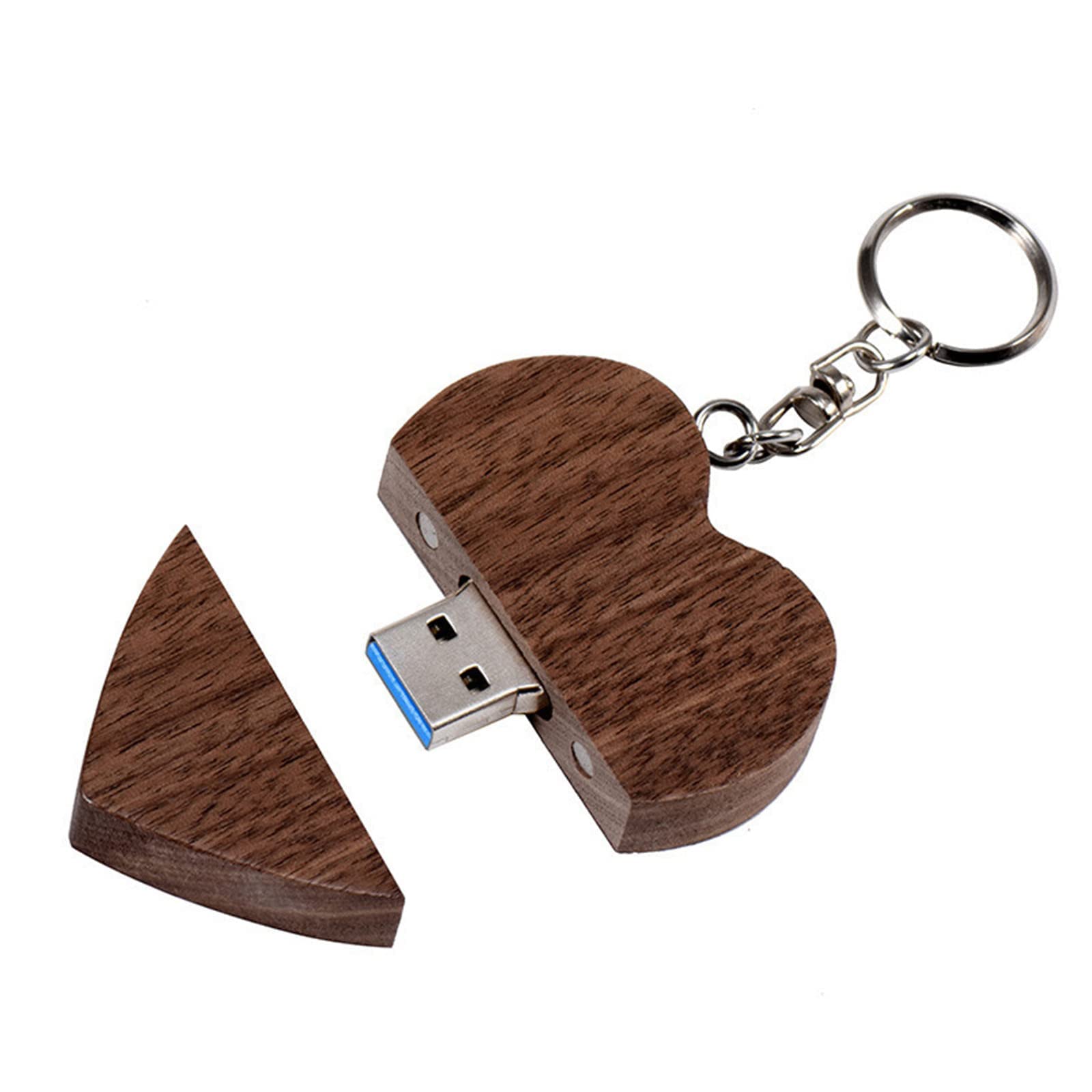 FeliSun Customized wooden Heart USB3.0 Flash Drive Pendrive High Speed U Disk Memory Stick External Storage Photography Wedding Gifts (128GB, Brown)