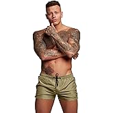 TONLEN Mens Swimwear Sports Shorts Swim Trunks with Zipper Pockets