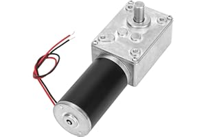 FUNNYTEK Reversible Worm Gear Motor, Self-Locking High Torsion Speed Reduce Electric Gearbox Motor Mini Turbine Geared Motor for Robot Curtain Machine (12V 50RPM)