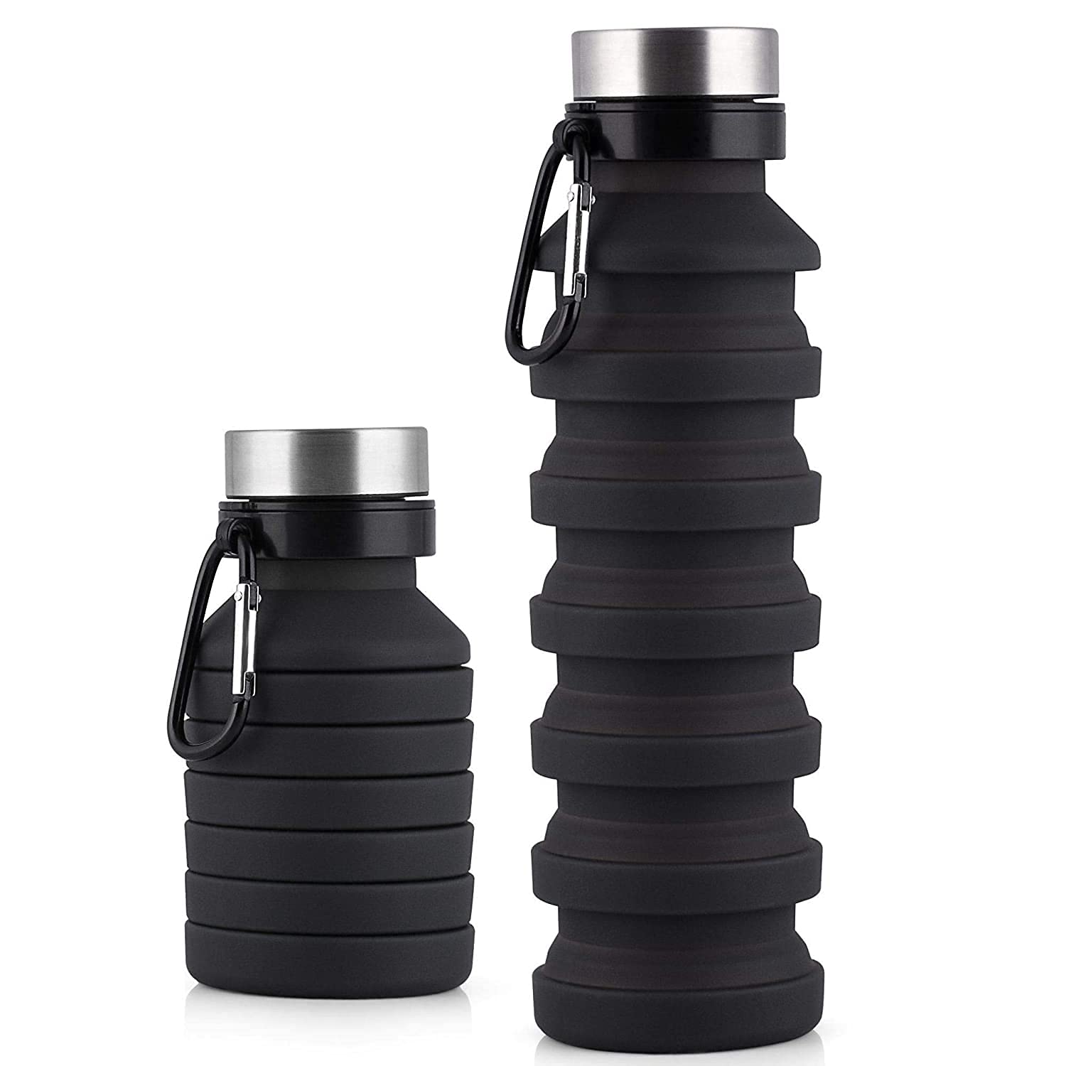 Sport Portable Collapsible Water Bottle with Steel lid for Travel Gym