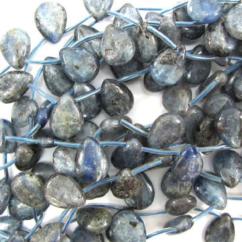12x16mm blue kyanite flat teardrop beads 16" strand