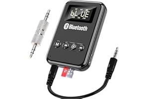 KOTISIG Bluetooth Transmitter Receiver with LCD Screen, 4-in-1 Wireless Audio V5.0 AUX Bluetooth Adapter for Car/PC/TV/Airplane/Home Theater/Speakers/MP3 Player to Headphones