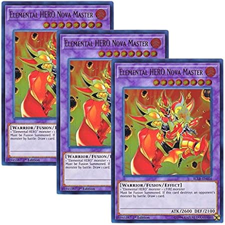 Amazon 3枚セット 遊戯王 英語版 Bllr En056 Elemental Hero Nova Master E Hero ノヴァマスター ウルトラレア 1st Edition トレカ 通販