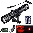 VASTFIRE Coyotes Hunting Lights for Night Red Led Adjustable Beam Flashlight Kit for Bow with 18650 Battery Pressure Switch R