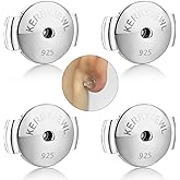 14K White Gold Locking Earring Backs Replacements, 2-Pairs 925 Sterling Silver Earring Backs for Studs