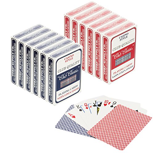 Club Classic (Set of 12) Playing Cards Bulk Plastic Casino Style Decks Professional Poker & Games