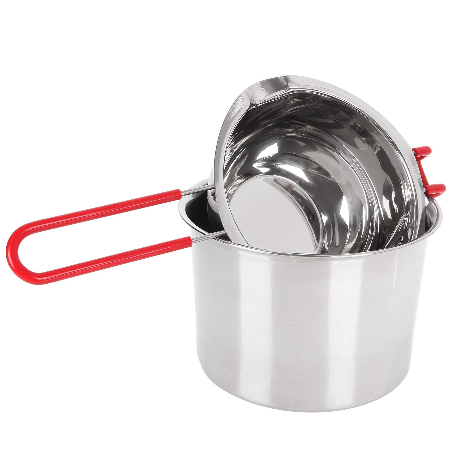 AHUNTTER 600ml (20oz) Double Boiler Large Capacity 304 Stainless Steel Melting Pot Set of 2 (Universal Insert & Bottom) for Butter Chocolate Cheese Caramel Soap Candle Making Wax Melting