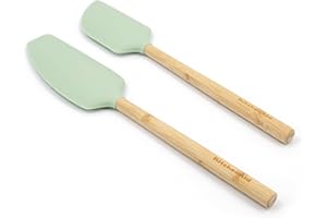 KitchenAid - Spatula Set, 2-Piece Silicone Spatulas with Bamboo Handles, Safe for Nonstick Cookware (Pistachio)