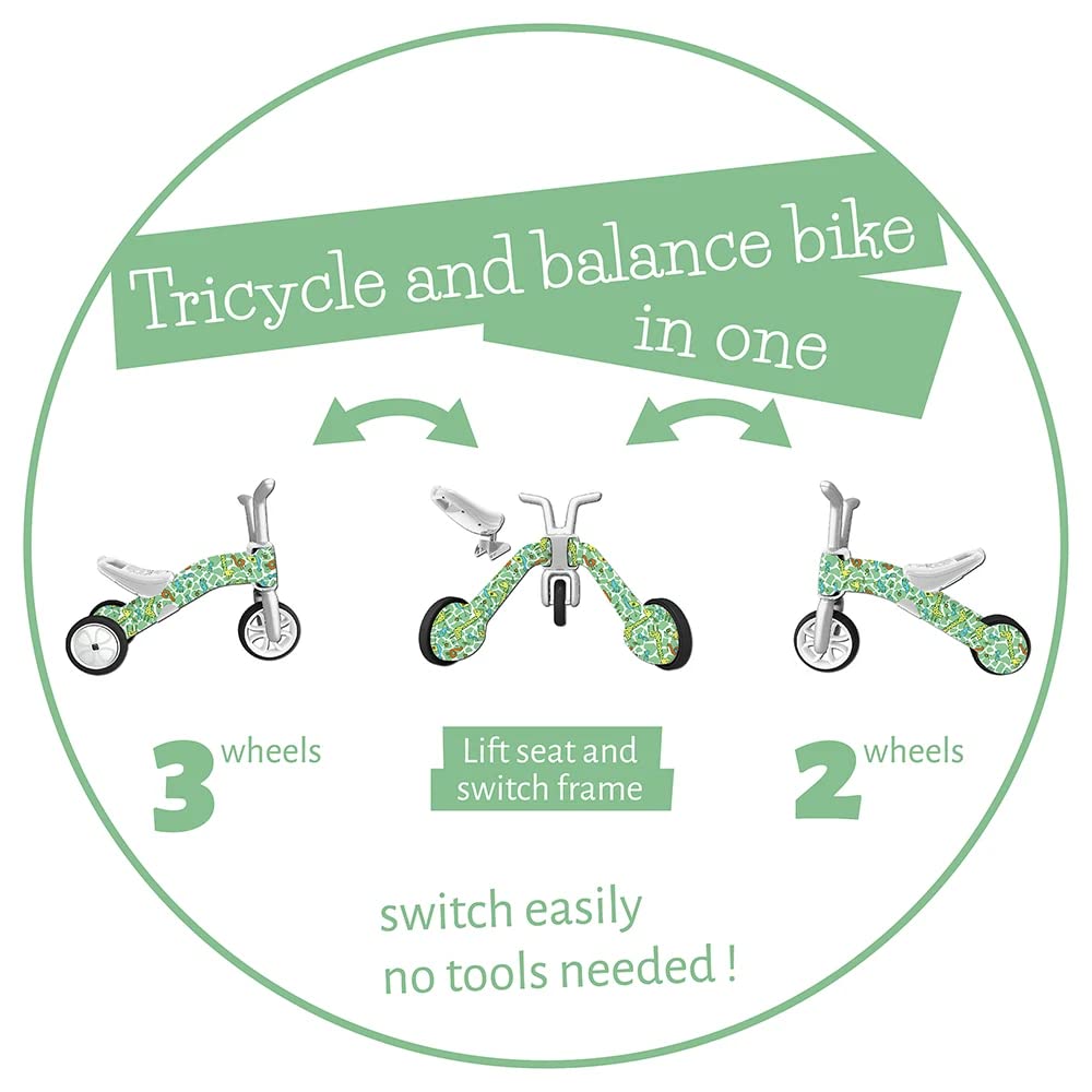 Chillafish Bunzi FAD 7 Limited Edition Gradual Balance Bike and Tricycle, 2-in-1 Ride on Toy for 1-3 Years Old, Silent Non-Marking Wheels, Girafitti