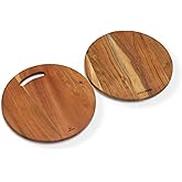 Vesta Homes Round Cutting Boards for Kitchen, Large Wood Chopping Board Set of 2 |Acacia Charcuterie Board|Serving Board for Fruit, Vegetables and Cheese|12 * 12 Inches| Handcrafted in India