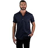 Nautica Slim Fit Short Sleeve Cotton Linen Touch Shirts for Men Wrinkle Resistant Lightweight Summer Shirt