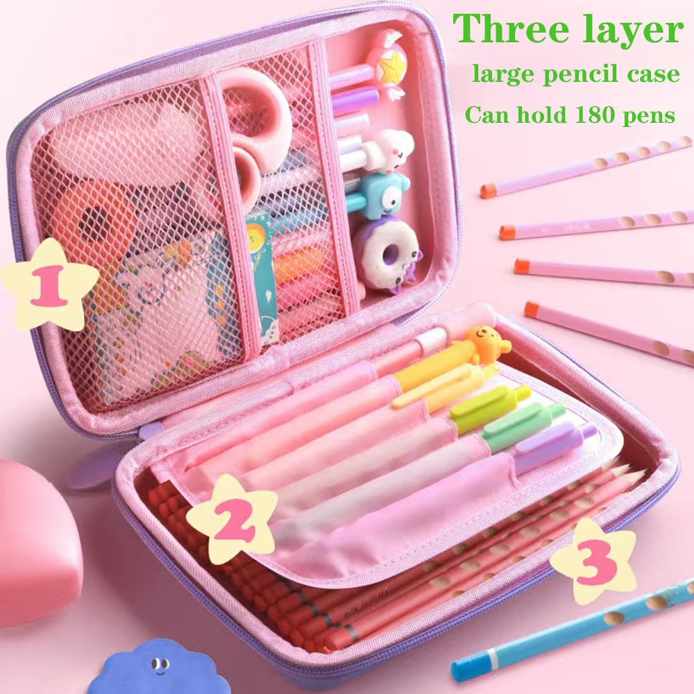 Cute Pencil Case - Pink Pouch, 3D EVA Large Capacity Pen Holder For Kids & Boys - School Portable Gift