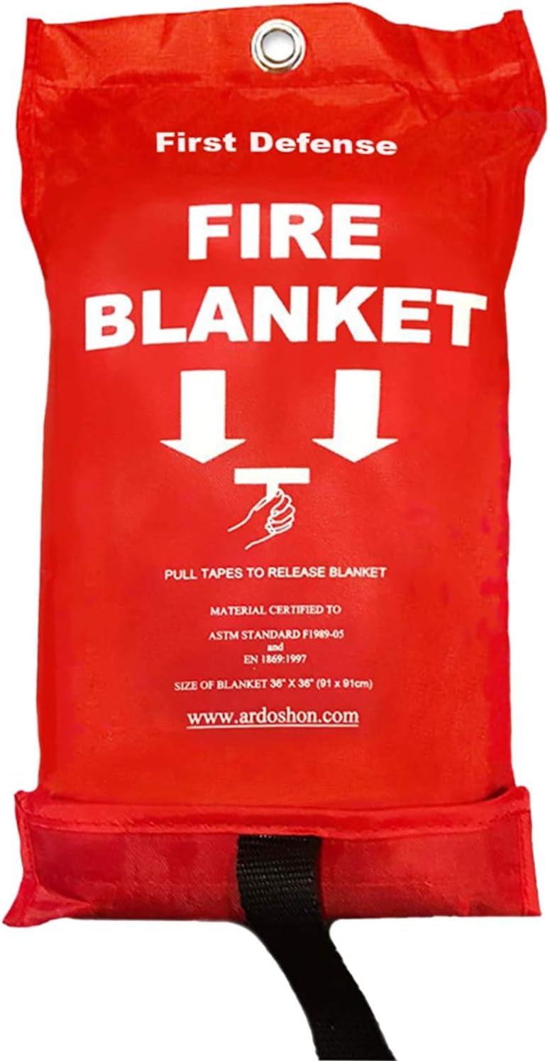First Defense: Fire Safety Blanket, Emergency Blanket Withstands Temperatures to 1022 Degrees, ASTM F1989-05 Compliant
