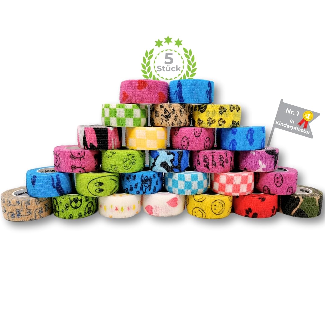 LisaCare plaster bandage, wound patch, children's plaster, tape on roll, elastic and without adhesive, 2.5 cm wide.