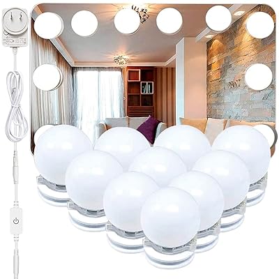 Buy Alitade Led Vanity Mirror Lights Kit With 10 Dimmable Light Bulbs Hollywood Style Lighting Fixture Strip For Live Stream Makeup Mirror Bathroom Wall Mirror Online In Turkey B086dcvbm7