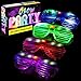LED Glasses & Kids Party Favors - 12 Neon Glow in The Dark Parties Supplies for Goody Bags and Teen Birthdays - Bulk Light Up Shutter Shades Fun for All Ages Glowing Events (12 Pack LED Glasses) primary